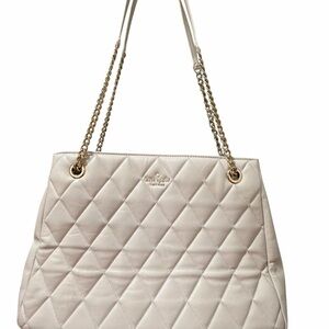 kate spade Quilted Cream Shoulder Tote with Gold Chain Straps